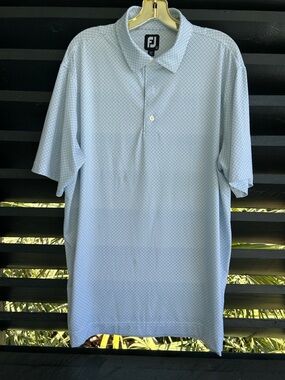 FootJoy Pale Blue Micro-Pattern Golf Polo